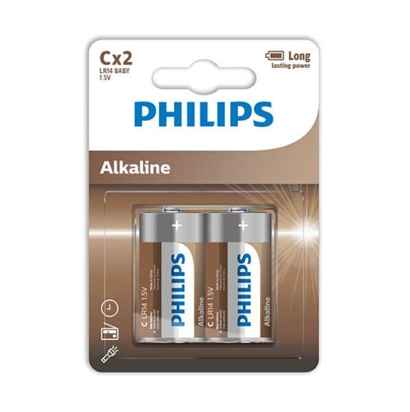 PILHAS ALCALINAS PHILIPS C LR14 BLISTER*2