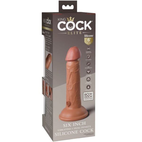 KING COCK - ELITE VIBRADOR REALÍSTICO E SILICONE 15.2 CM CARAMELO - Image 5