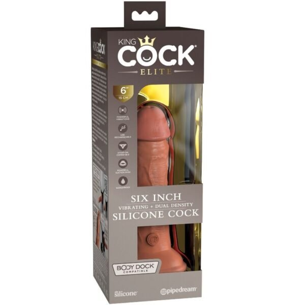 KING COCK - ELITE VIBRADOR REALÍSTICO E SILICONE 15.2 CM CARAMELO - Image 6