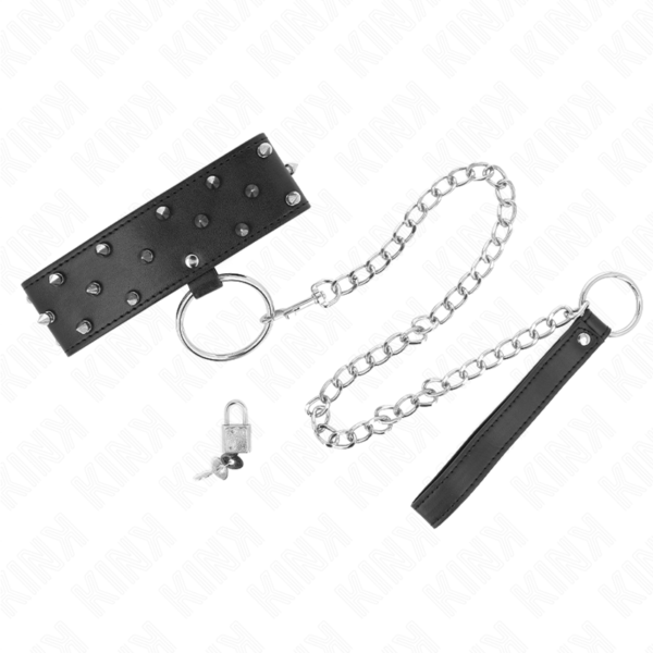 KINK - COLAR COM TRELA 65 CM COM PREGOS PRATA MODELO 5 AJUSTÁVEL 36-43 CM X 5 CM - Image 2