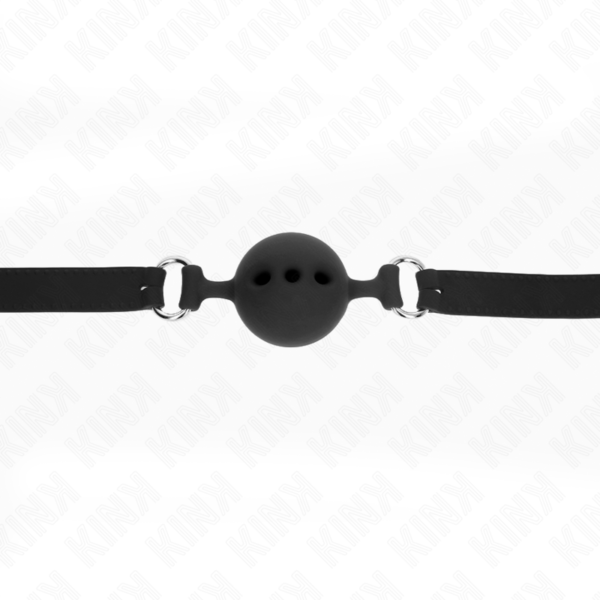 KINK - MORDAÇA COMPLETA DE SILICONE 55 x 2 CM COM BOLA DE 5 CM TAMANHO L PRETO AJUSTÁVEL 35-51 CM - Image 4