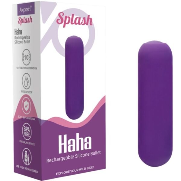 ARMONY - SPLASH HAHA VIBRADOR BALA SILICONE 10 VIBRAÇÕES 75 X 19 CM ROXO - Image 5