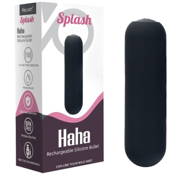 ARMONY - SPLASH HAHA VIBRADOR BALA SILICONE 10 VIBRAÇÕES 75 X 19 CM PRETO - Image 6