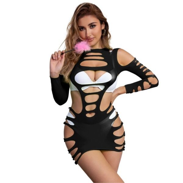 SUBBLIME - 952266 BODYSTOCKING MANGA LONGA COM REDE ELSTICA PRETO TAMANHO ÚNICO - Image 3