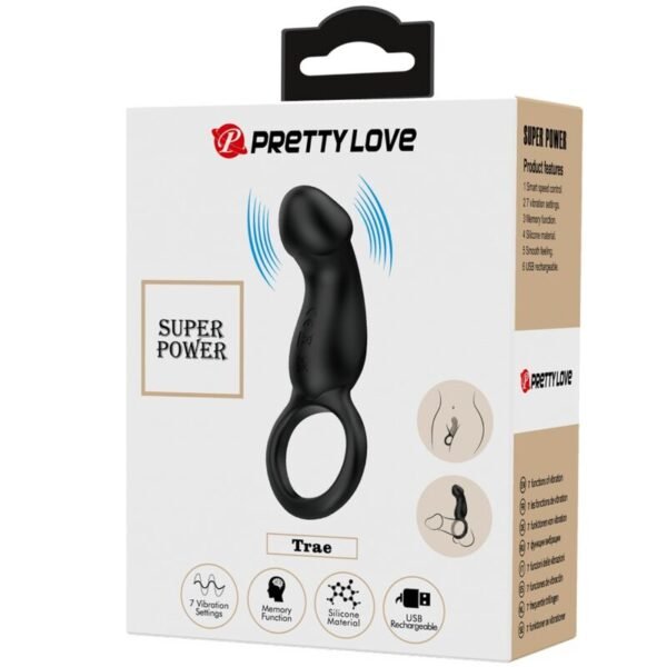 PRETTY LOVE - TRAE ANEL VIBRATÓRIO COM ESTIMULADOR PRETO - Image 6
