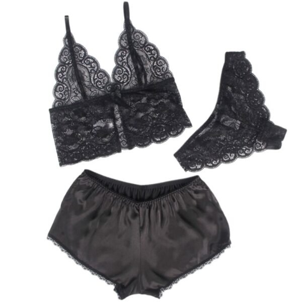 SUBBLIME - 953928 CAMISOLA DE SEDA E RENDA + CALCINHA PRETA L/XL - Image 3