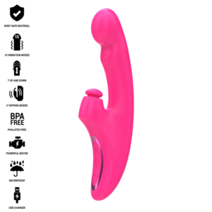 INTENSE - EMI VIBRADOR 13,5 CM MULTIFUNÇÃO 3 EM 1 10 VIBRAÇÕES ROSA