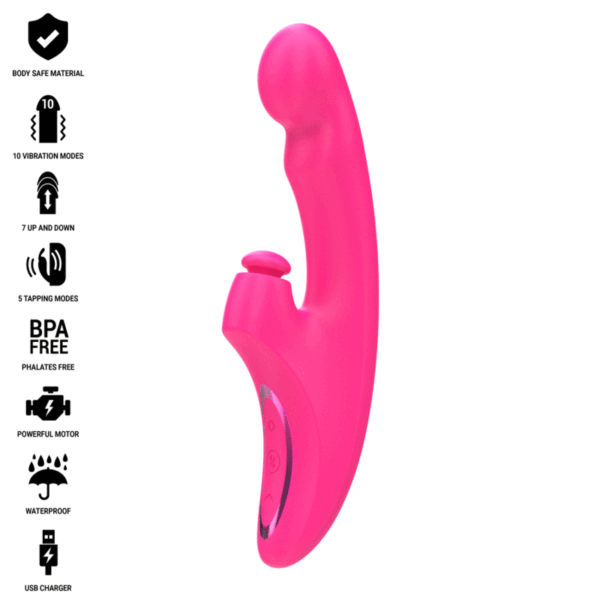 INTENSE - EMI VIBRADOR 13,5 CM MULTIFUNÇÃO 3 EM 1 10 VIBRAÇÕES ROSA