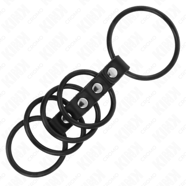 KINK - 5 ANÉIS DE SILICONE 3,8 CM A 4,8 CM CONECTADOS POR COURO - Image 3