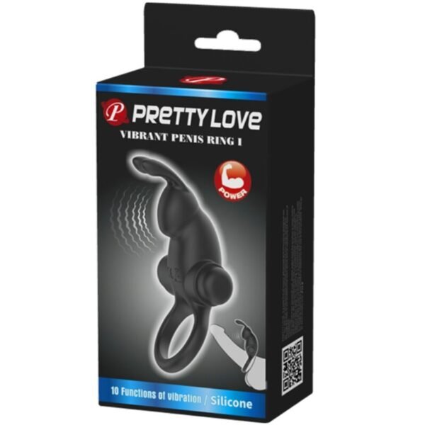 PRETTY LOVE - ANEL VIBRATÓRIO + ESTIMULADOR DE CLITÓRIS DE COELHO 10 VIBRAÇÕES PRETO - Image 6