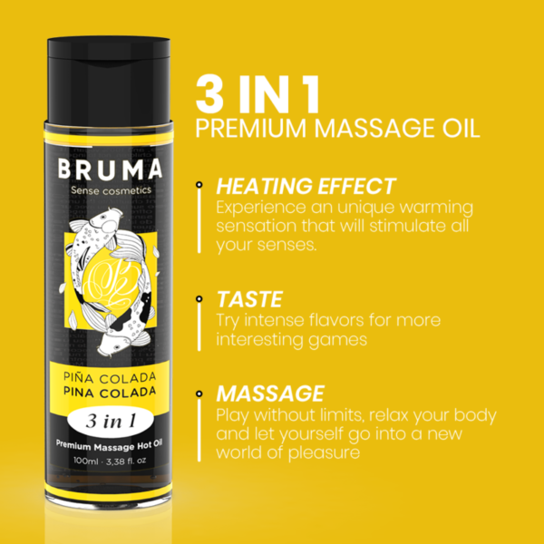 BRUMA - ÓLEO DE MASSAGEM PREMIUM EFEITO CALOR SABOR PINA COLADA 3 EM 1 - 100 ML - Image 4