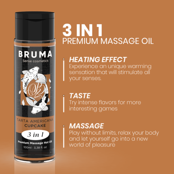 BRUMA - ÓLEO DE MASSAGEM PREMIUM EFEITO CALOR SABOR CUPCAKE 3 EM 1 - 100 ML - Image 4