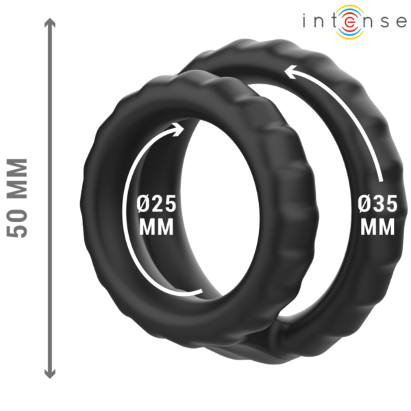INTENSE - DEWEY ANEL DE PÊNIS DUPLO DE SILICONE PRETO MODELO 2 - Image 3