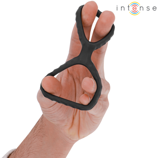 INTENSE - DEWEY ANEL DE PÊNIS DUPLO DE SILICONE PRETO MODELO 2 - Image 4