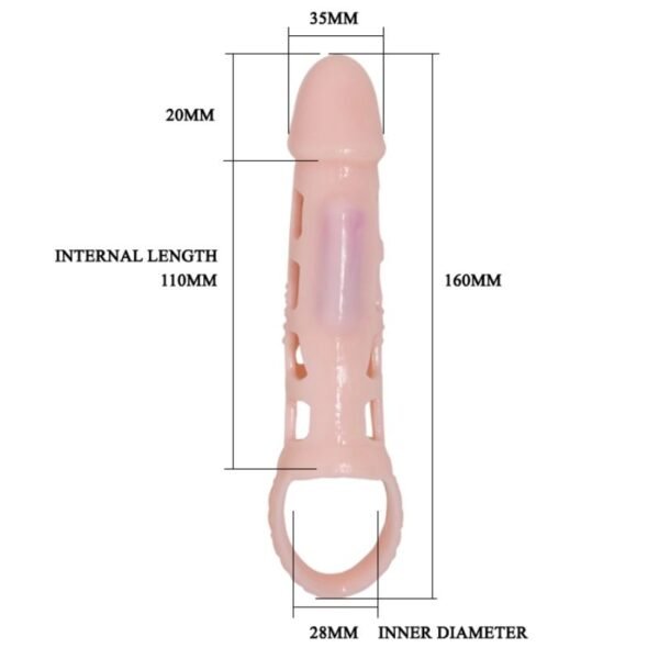 BAILE FUNDA EXTENSORA PENE CON VIBRACION Y STRAP NATURAL 13.5 CM - Image 7
