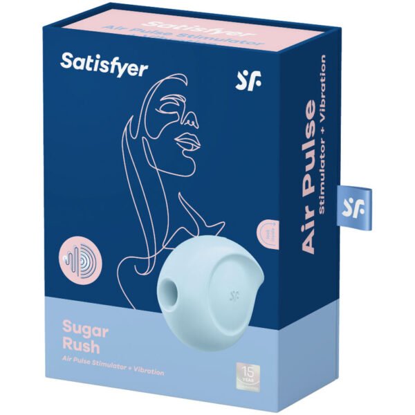 SATISFYER - ESTIMULADOR DE PULSO DE AR SUGAR RUSH E VIBRADOR AZUL - Image 3