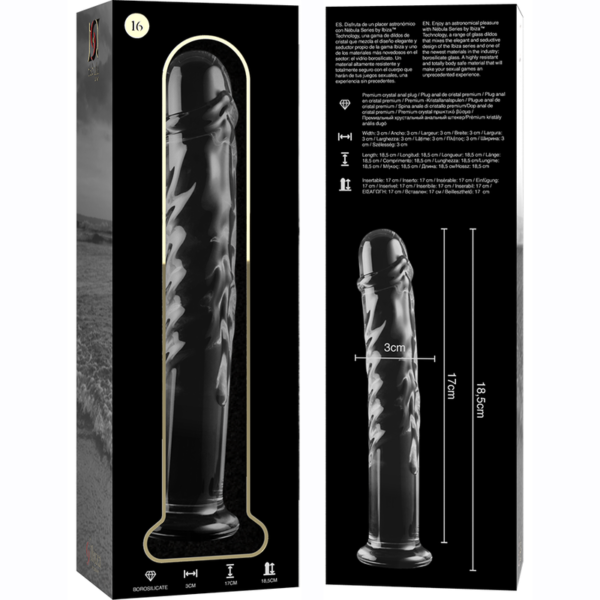 NEBULA SERIES BY IBIZA - MODELO 16 DILDO VIDRO BOROSILICADO TRANSPARENTE 18.5 CM -O- 3 CM - Image 6