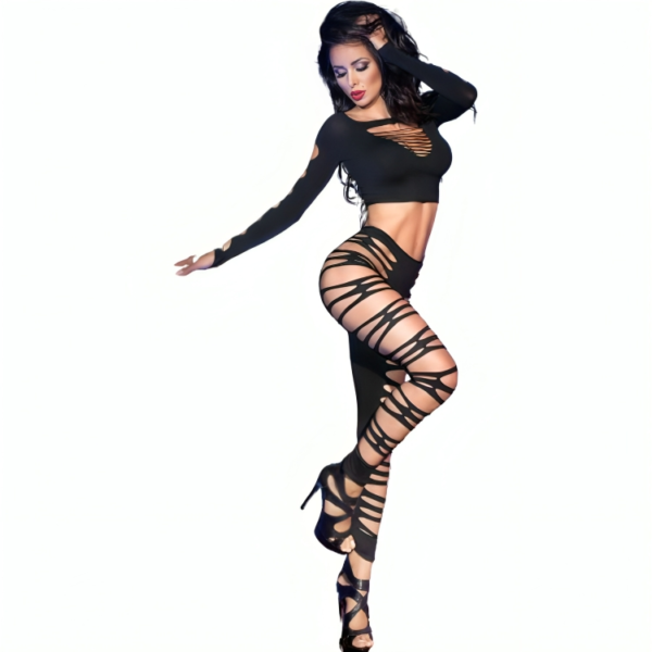 CHILIROSE - CR 3654 TOP E LEGGINS PRETO S/M - Image 3
