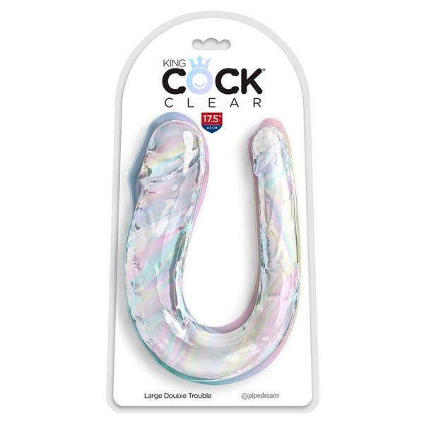 KING COCK - DOUBLE TROUBLE DILDO DUPLO 44 CM TRANSPARENTE - Image 2