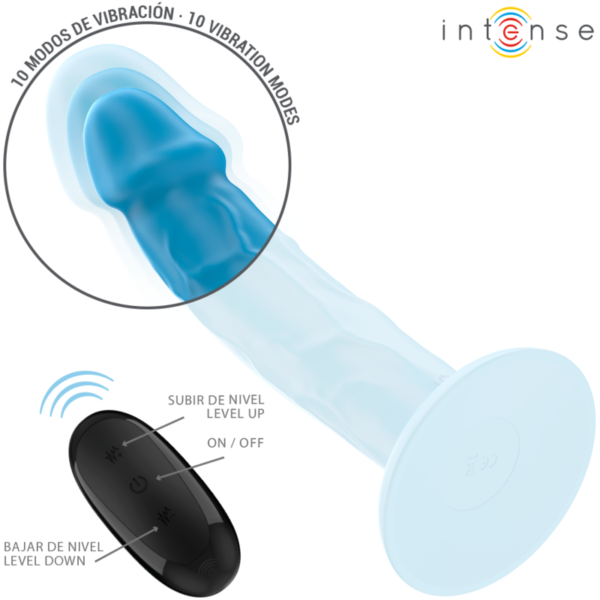 INTENSE - PHOEBE VIBRADOR REALISTA 10 VIBRAÇÕES AZUL CONTROLE REMOTO - Image 3