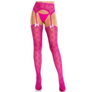LEG AVENUE - MEIAS CORAÇÃO COM LIGAS MAGENTA
