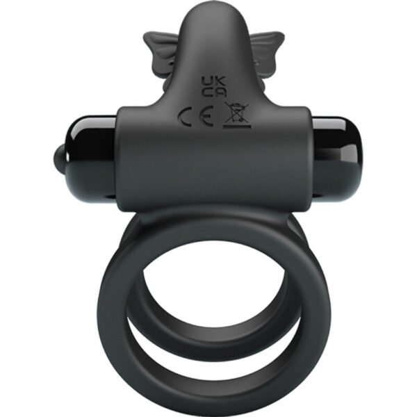 PRETTY LOVE - ANEL VIBRADOR DUPLO COM ESTIMULADOR PRETO - Image 3