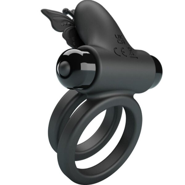 PRETTY LOVE - ANEL VIBRADOR DUPLO COM ESTIMULADOR PRETO - Image 4