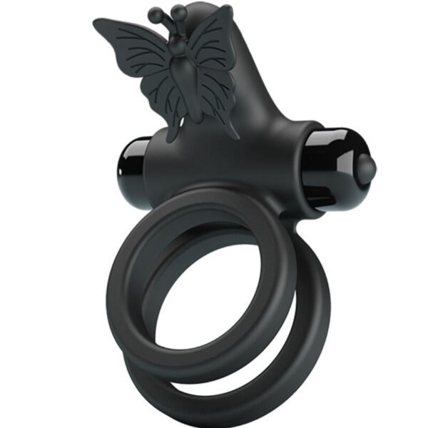 PRETTY LOVE - ANEL VIBRADOR DUPLO COM ESTIMULADOR PRETO - Image 2