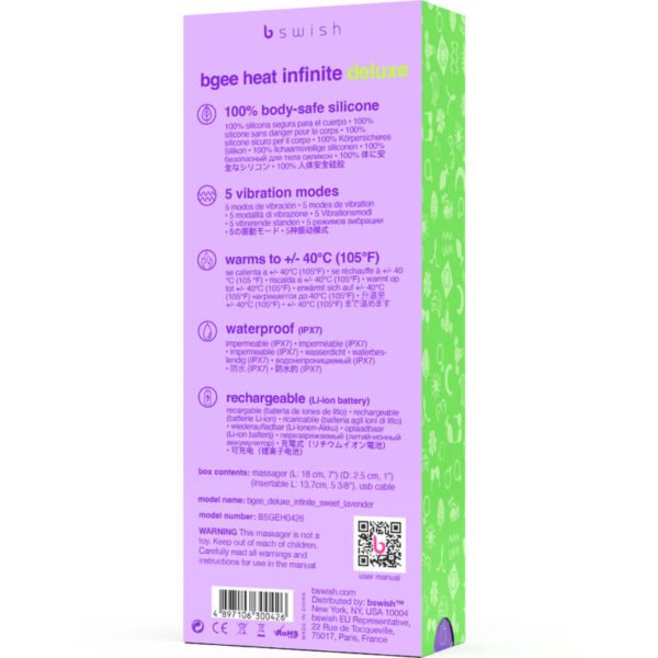 B SWISH - BGEE HEAT INFINITE DELUXE VIBRADOR RECARREGVEL LAVANDA SILICONE - Image 5