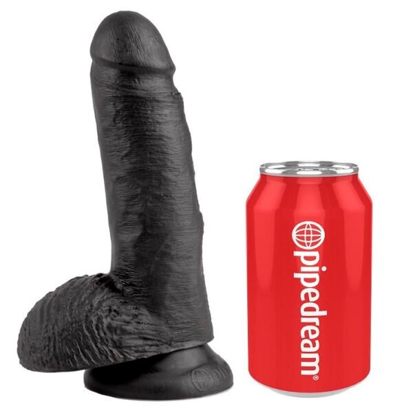 KING COCK - 7 DILDO PRETO COM BOLAS 17.8 CM - Image 3