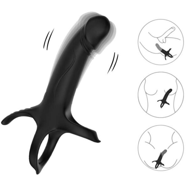 ARMONY - DILDO COM ANEL E VIBRADOR PRETO - Image 4