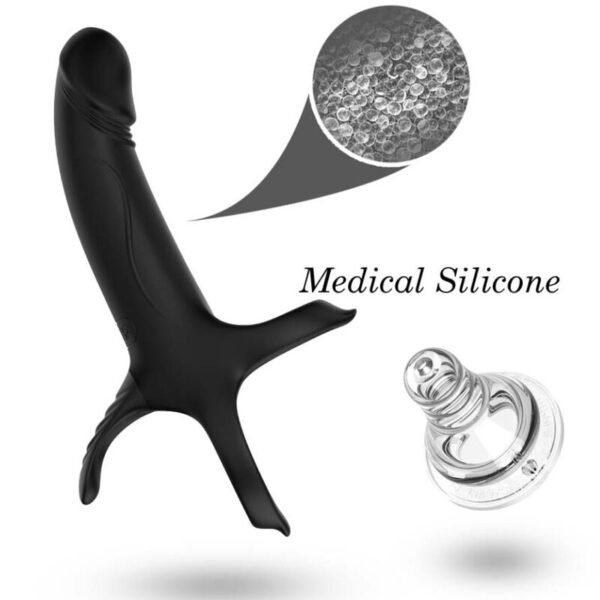 ARMONY - DILDO COM ANEL E VIBRADOR PRETO - Image 5