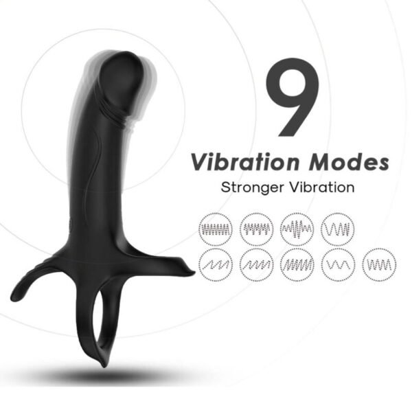ARMONY - DILDO COM ANEL E VIBRADOR PRETO - Image 6