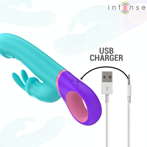 INTENSE - MONICA RABBIT VIBRADOR COM ESTIMULADOR G-SPOT ROTATIVO AZUL - Image 7