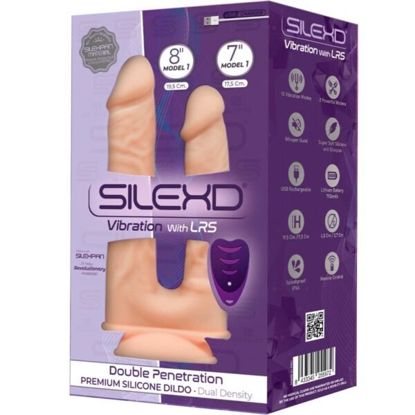SILEXD - MODELO 1 VIBRADOR DE DUPLA PENETRAÇÃO DE PÊNIS REALISTA PREMIUM SILEXPAN CONTROLE REMOTO DE SILICONE 17.5 / 19.5 CM - Image 3