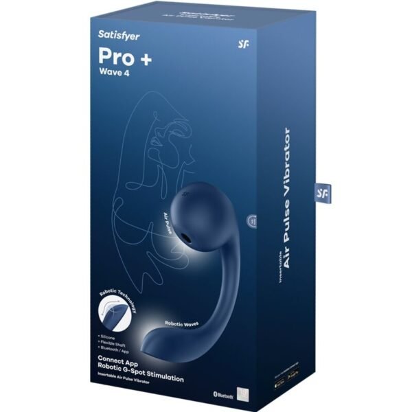 SATISFYER - PRO+ WAVE 4 ESTIMULADOR DE PONTO G E AIR PULSE APLICATIVO GRATUITO AZUL ESCURO - Image 6