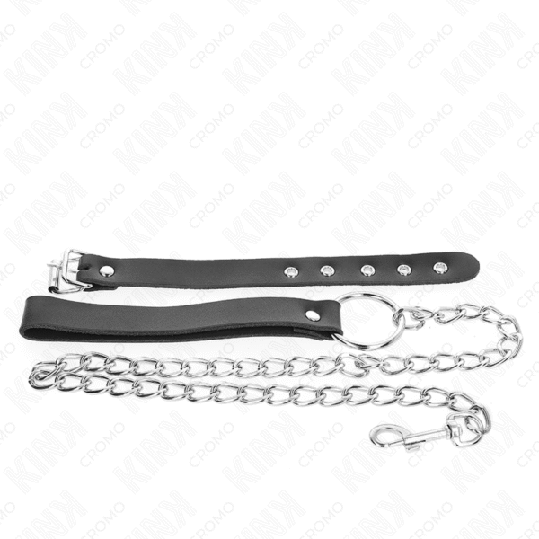 KINK - ANEL DE COURO PARA PÊNIS COM CORRENTE 21,5 X 2 CM E CORRENTE DE METAL 60 CM - Image 4