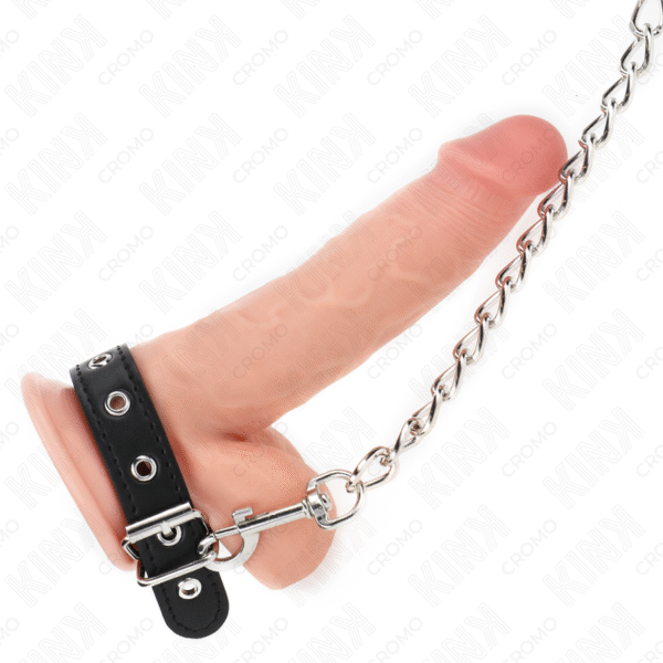 KINK - ANEL DE COURO PARA PÊNIS COM CORRENTE 21,5 X 2 CM E CORRENTE DE METAL 60 CM - Image 2