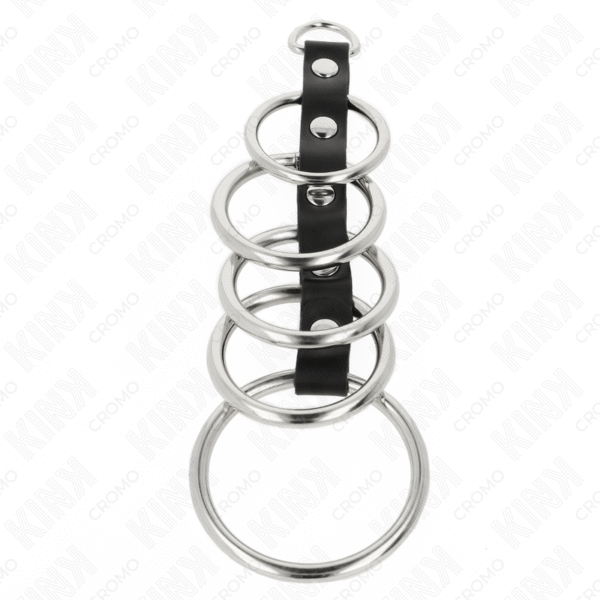 KINK - 5 ANÉIS DE METAL DE 3,2 CM A 5 CM CONECTADOS POR COURO - Image 3