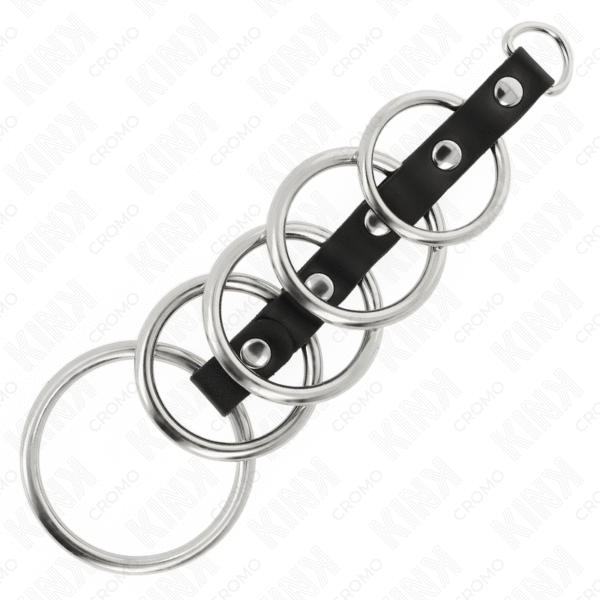 KINK - 5 ANÉIS DE METAL DE 3,2 CM A 5 CM CONECTADOS POR COURO - Image 4
