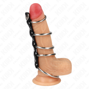 KINK - 5 ANÉIS DE METAL DE 3,2 CM A 5 CM CONECTADOS POR COURO