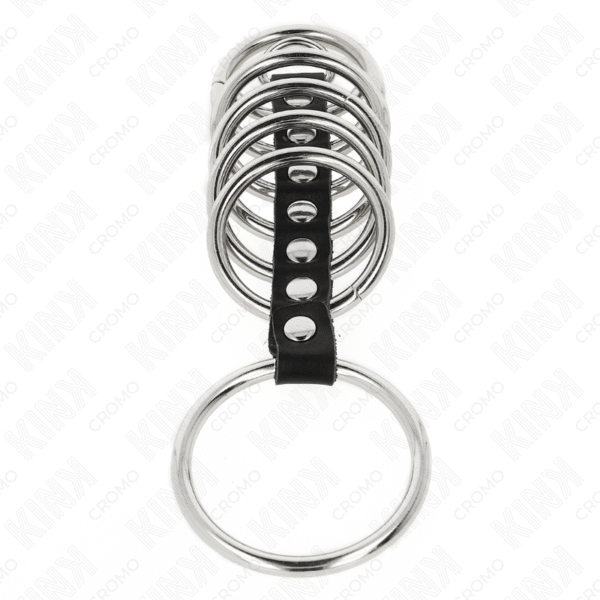 KINK - 7 ANÉIS DE METAL DE 3,2 CM A 5 CM CONECTADOS POR COURO - Image 3
