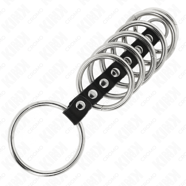 KINK - 7 ANÉIS DE METAL DE 3,2 CM A 5 CM CONECTADOS POR COURO - Image 4