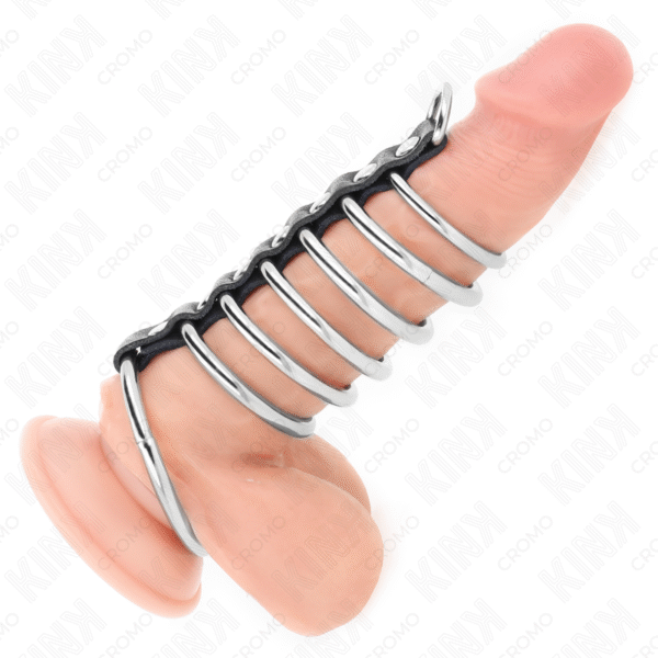 KINK - 7 ANÉIS DE METAL DE 3,2 CM A 5 CM CONECTADOS POR COURO - Image 2