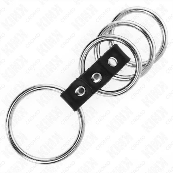 KINK - 4 ANÉIS DE METAL DE 3,7 CM A 5 CM CONECTADOS POR COURO - Image 4