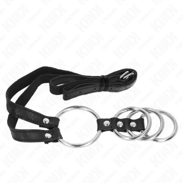KINK - 4 ANÉIS DE METAL CONECTADOS DE 3,8 CM A 5 CM COM CINTO DE COURO 112 CM - Image 4