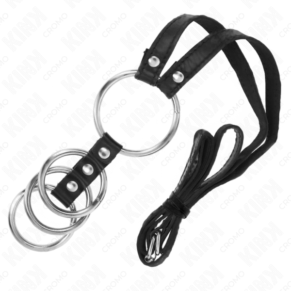 KINK - 4 ANÉIS DE METAL CONECTADOS DE 3,8 CM A 5 CM COM CINTO DE COURO 112 CM - Image 5