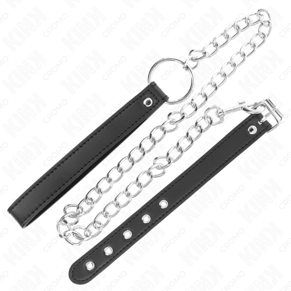 KINK - ANEL DE COURO PARA O PÊNIS 21,5 X 2 CM COM CORRENTE DE METAL DE 60 CM E TIRA DE COURO - Image 4