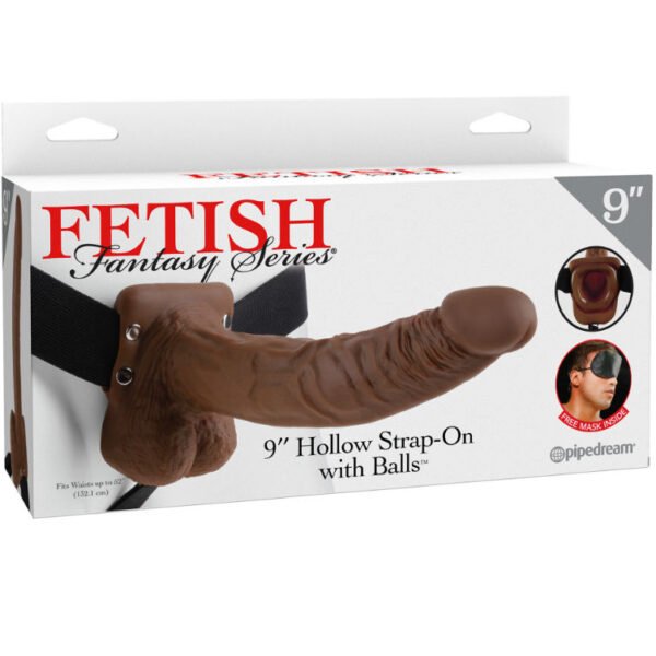 FETISH FANTASY SERIES - 9 STRAP-ON OCO COM BOLAS 22,9CM CASTANHO - Image 2