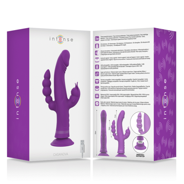 INTENSE - VIBRADOR DE SILICONE CASANOVA COELHO TRIPLO MOTOR ROXO - Image 6